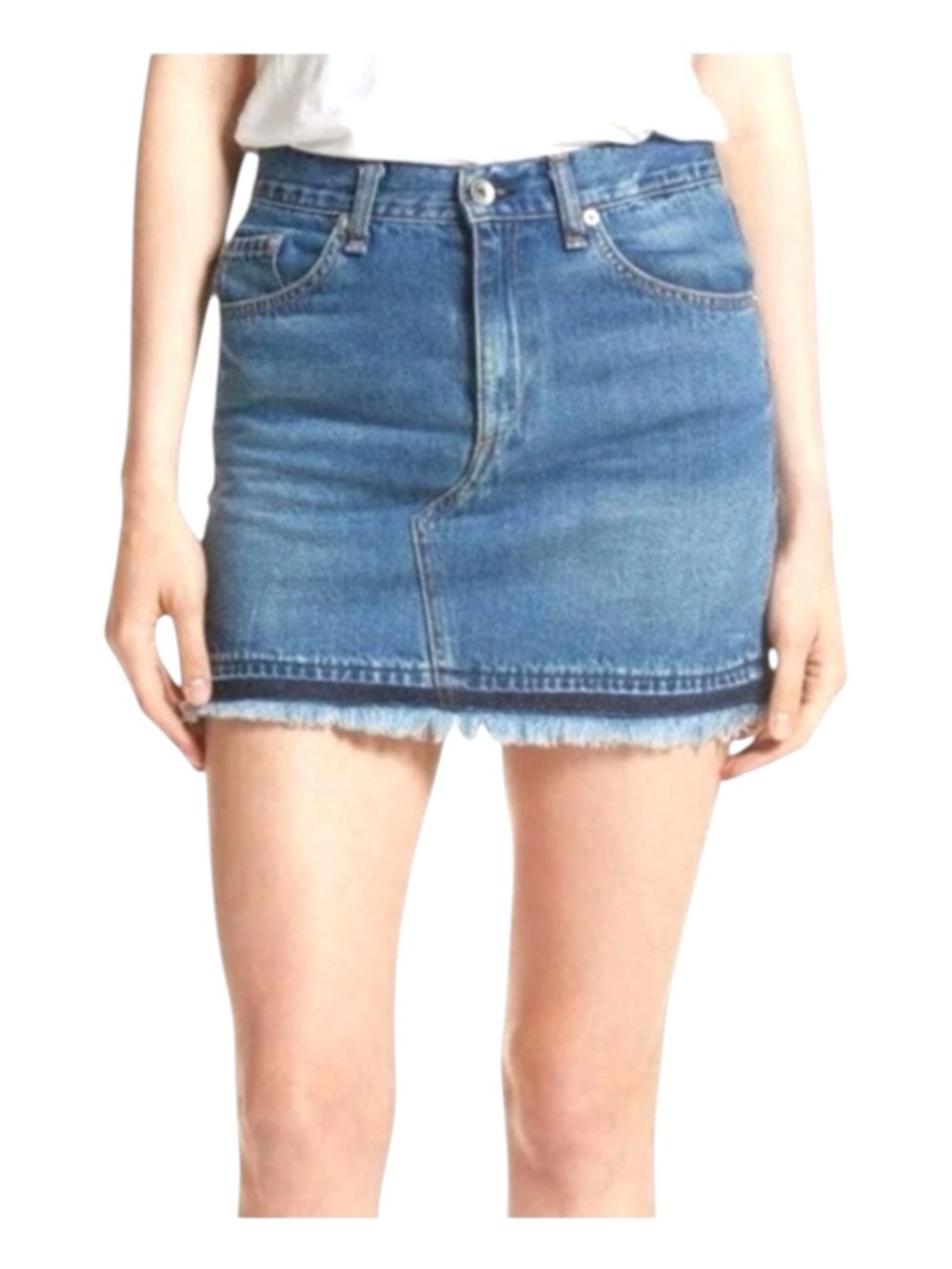 RAG & BONE Dive Fringe Denim Mini Skirt, Size. 32.